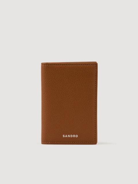 GRAINED LEATHER FOLDABLE CARDHOLDER