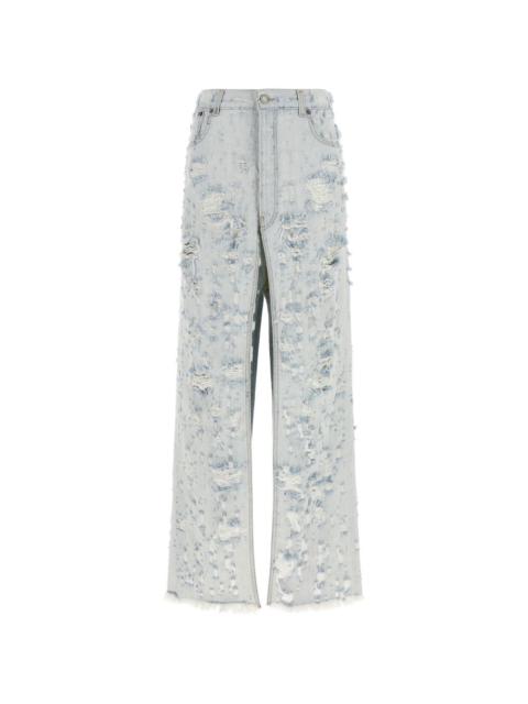 ripped frayed midi skirt