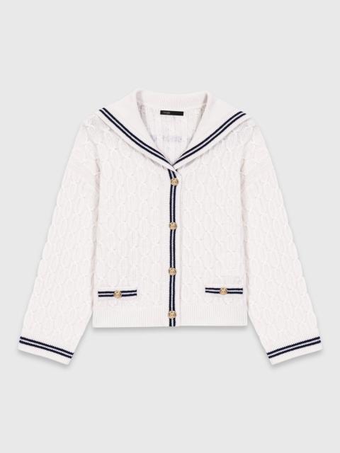 Cable-knit boat neck cardigan