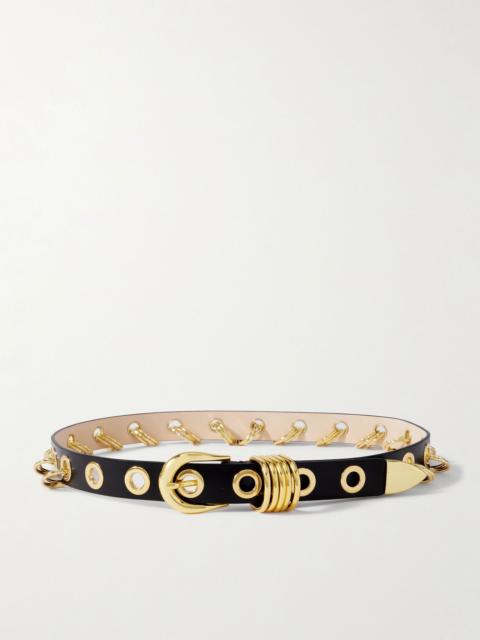 Revenge embellished leather belt Black