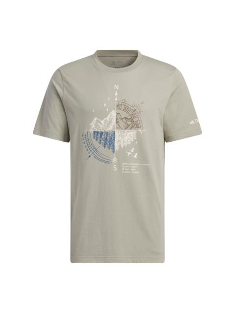 adidas Short Sleeve Mountain Graphic T-shirt 'Silver Pebble' IT8847