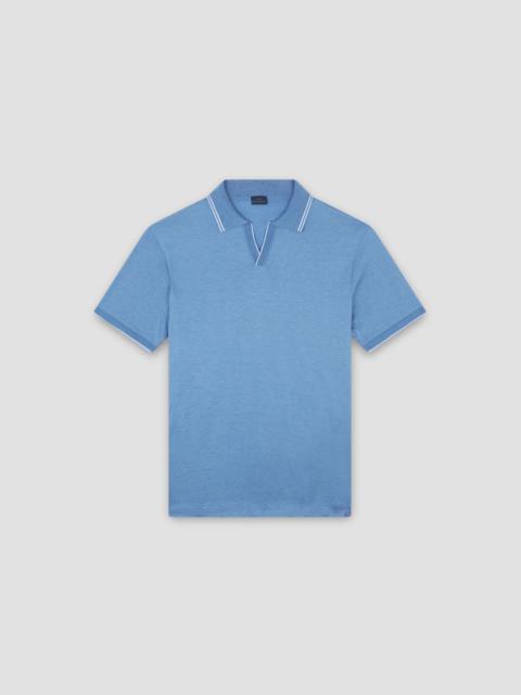 PERLÉ COTTON JERSEY POLO WITH STRIPED DETAIL