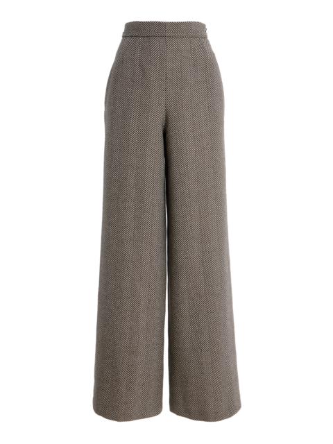 Tailored Cashmere-Blend Wide-Leg Pants taupe