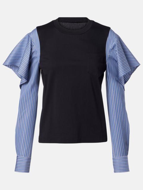 Striped cotton jersey and poplin shirt