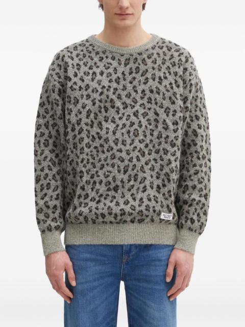 leopard-print crew-neck sweater