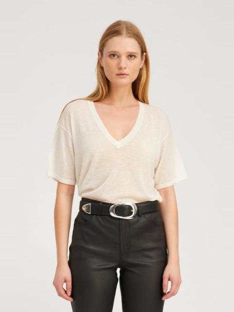 IVORY TISSUE CASHMERE V-NECK TEE