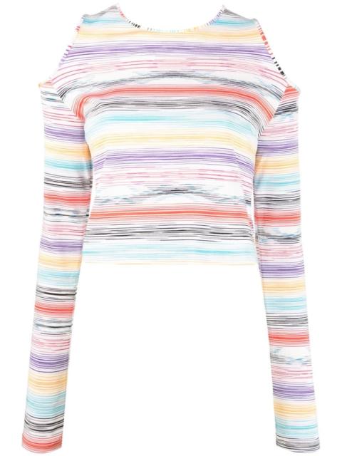 stripe-print knitted top