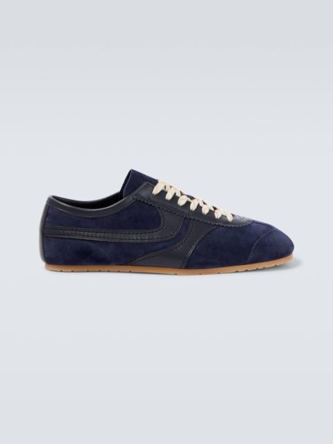 Leather-trimmed suede sneakers