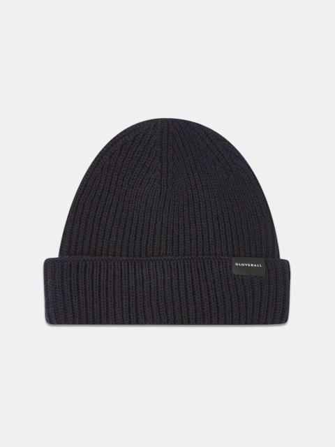 Unisex Ribbed Merino Beanie Hat Navy