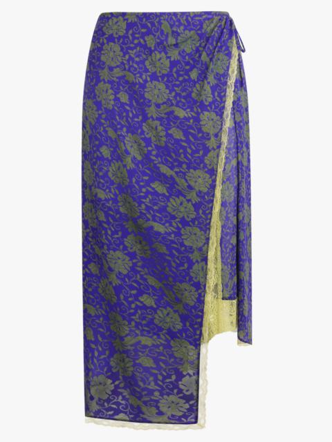 SANNE FLORAL PRINT MIDI SLIT SKIRT | PURPLE/GREEN