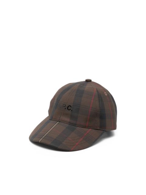 plaid-pattern baseball cap