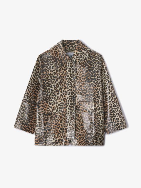 LEOPARD LAMINATED COTTON JACKET