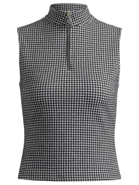 TOP IN HOUNDSTOOTH JACQUARD WITH ZIP CLOSURE