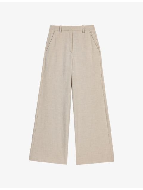 Wide-Leg High-Rise Stretch-Woven Trousers