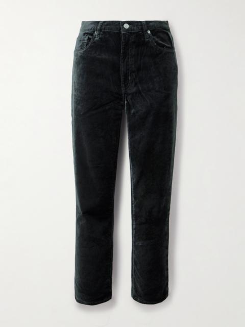 Le Sleek Cropped Cotton-blend Velvet Bootcut Pants