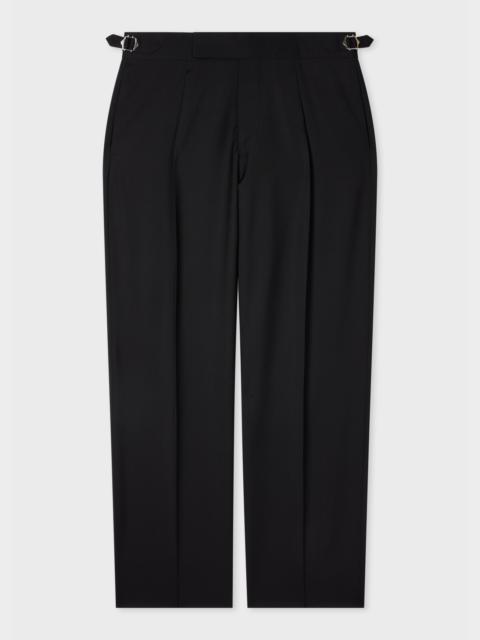 Black Single-Pleat Wool-Mohair Evening Trousers