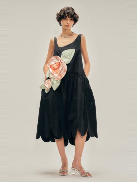 Pressed Rosette Tilted Neck Petal Hem Dress