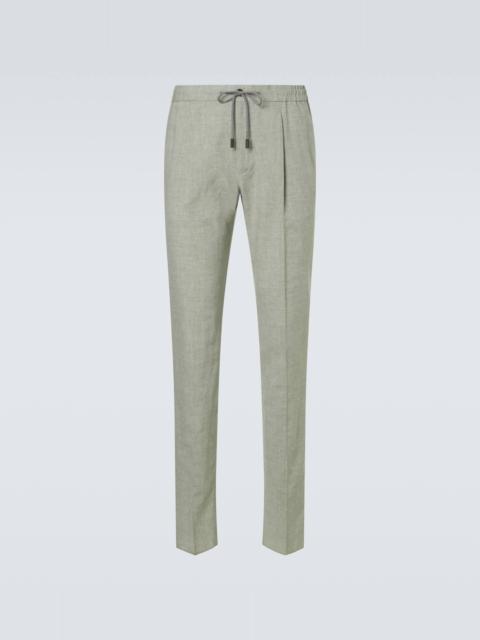 Linen wool and silk tapered pants