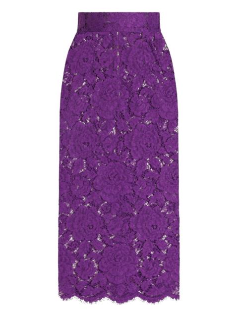 lace-detailing midi skirt