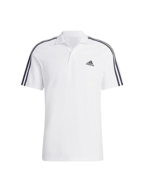 adidas Essentials Piqu Embroidered Small Logo 3-Stripes Polo Shirts 'White' IC9312