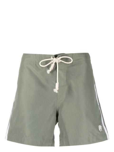 logo-embroidered side stripe swim shorts