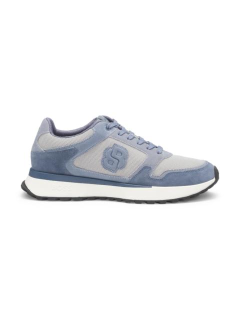 SUEDE-TRIM TRAINERS WITH DOUBLE B MONOGRAM