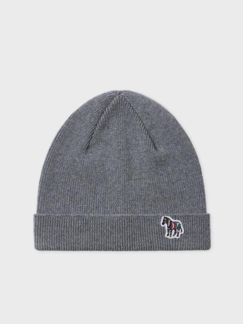 Grey Zebra Logo Wool Beanie