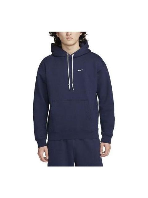 Nike Solo Swoosh Fleece Pullover Hoodie 'Navy' DX1356-410