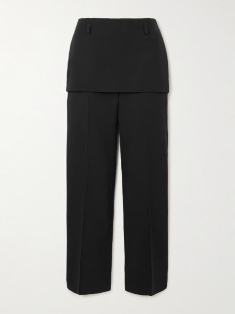 Layered Wool-twill Straight-leg Pants