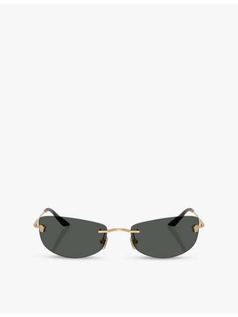 VE2279 Rectangle-Frame Metal Sunglasses