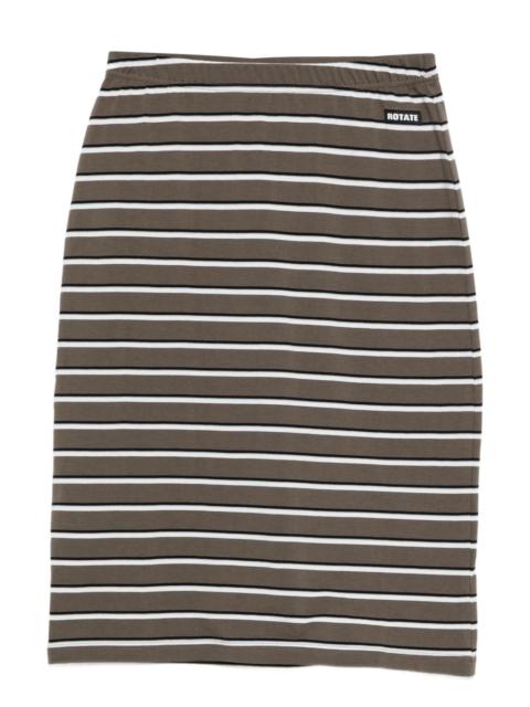 striped logo-patch midi fitted skirt