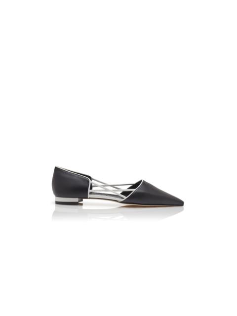 Black Nappa Leather Flat Pumps