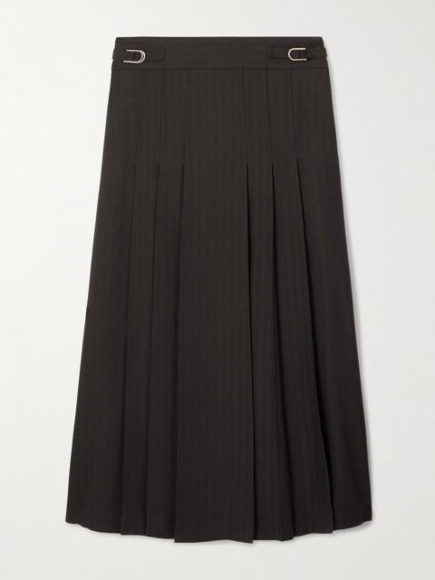 Wesley Pleated Wool-blend Midi Skirt