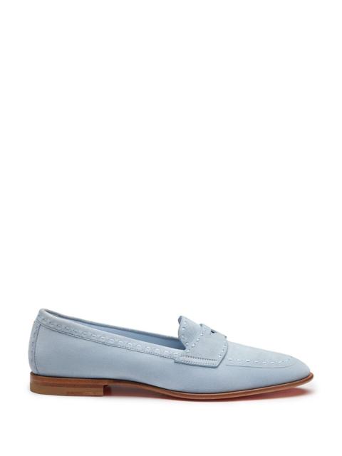 Women's light blue suede penny loafer