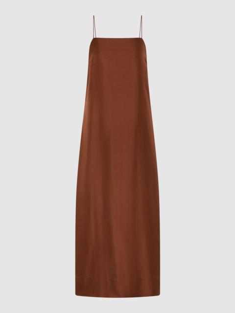 90s Silk Twill Slip Dress - Brick