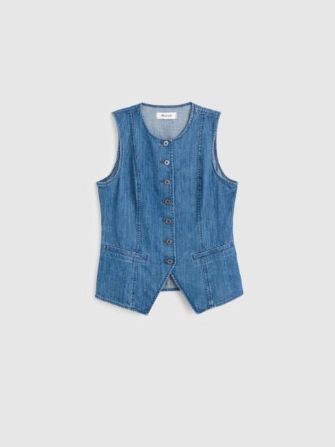 Denim Crewneck Cutaway Vest Top