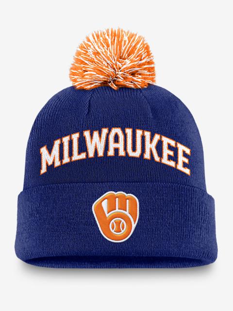 Milwaukee Brewers Peak Men's Nike MLB Cuffed Pom Beanie
