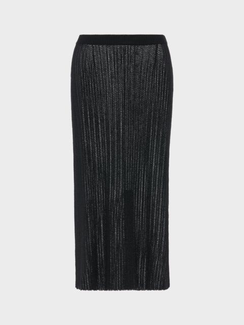 Ribbed knit midi skirt