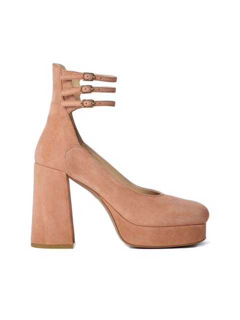 100mm straps leather pumps