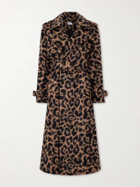Rumi Belted Leopard-print Brushed-felt Coat