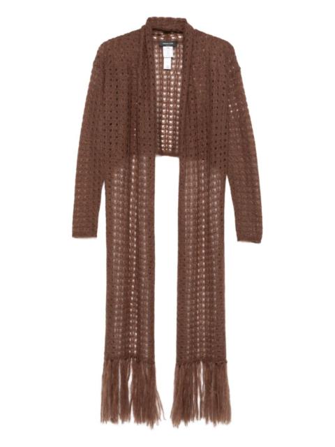 tie-front open-knit cardigan