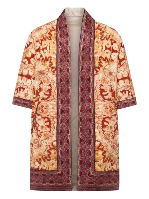 floral-patterned short-sleeved coat