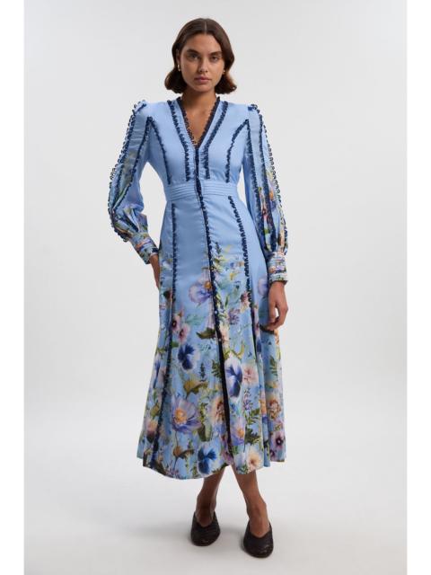 Trailing Floral Woven Plunge Maxi Dress