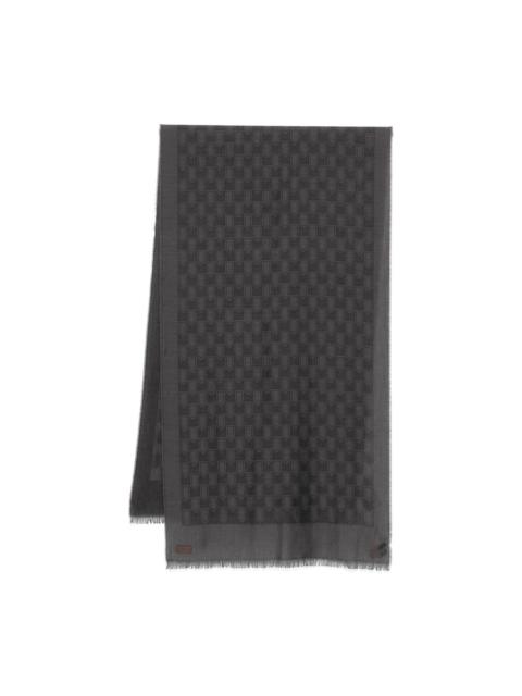 shield-pattern fringed scarf