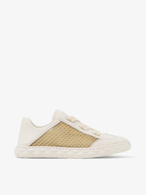 Diamond Light Flex F Gold and Latte Leather Mix and Metallic Woven Mesh Trainers