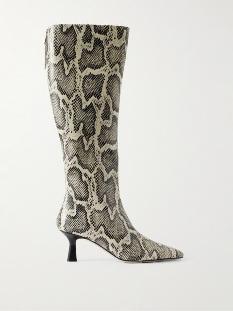 Klea Snake-effect Leather Knee Boots