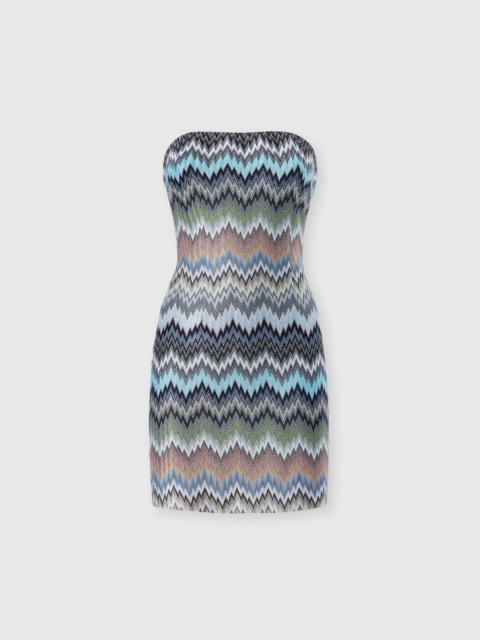 Viscose Chevron Snake-Pattern Mini Dress