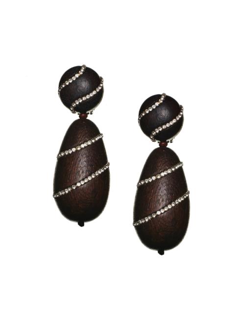 HUDSON EARRINGS - ROBLE WOOD/CLEAR CRYSTALS