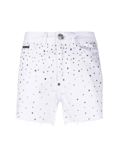 crystal-embellished denim shorts