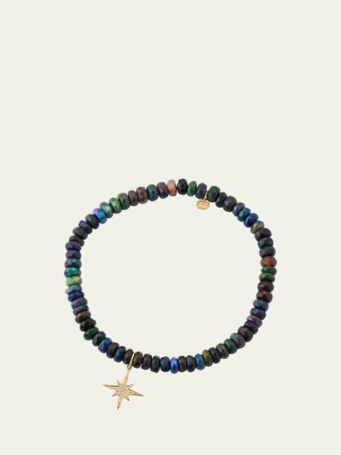 14K Gold & Diamond Pave Starburst Charm on Ethiopian Opal Bracelet